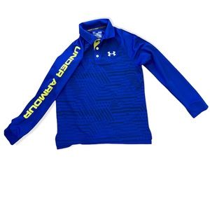 Boys Under Armour Blue and Neon Green Long Sleeve Shirt